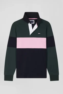 Regular camel long-sleeved Pima cotton rugby shirt