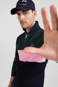 Regular camel long-sleeved Pima cotton rugby shirt