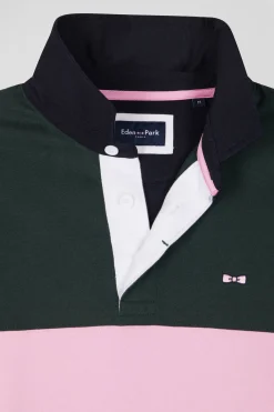 Regular camel long-sleeved Pima cotton rugby shirt