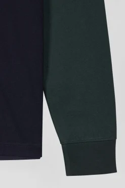 Regular camel long-sleeved Pima cotton rugby shirt