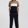 Regular camel mixed cotton jogging bottoms with leg piping