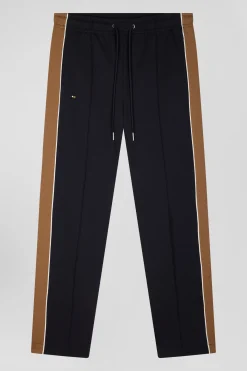 Regular camel mixed cotton jogging bottoms with leg piping