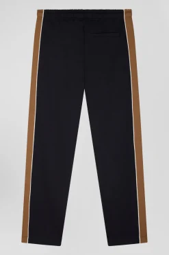 Regular camel mixed cotton jogging bottoms with leg piping