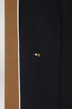 Regular camel mixed cotton jogging bottoms with leg piping