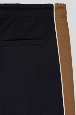 Regular camel mixed cotton jogging bottoms with leg piping