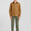 Regular camel oxford cotton shirt