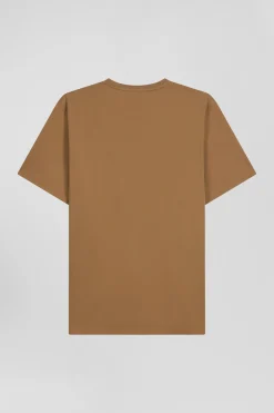 Regular camel Pima cotton short-sleeved T-shirt