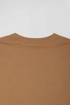 Regular camel Pima cotton short-sleeved T-shirt