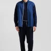 Regular camel pinpoint cotton bicolour shirt with back embroidery