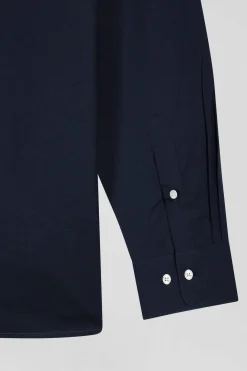 Regular camel pinpoint cotton bicolour shirt with back embroidery