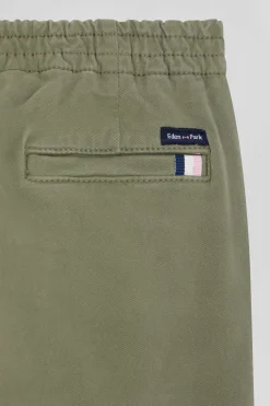 Regular camel stretch cotton chino trousers