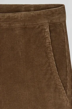 Regular camel stretch cotton velvet chino trousers