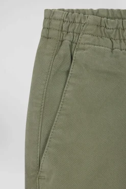 Regular camel stretch cotton chino trousers