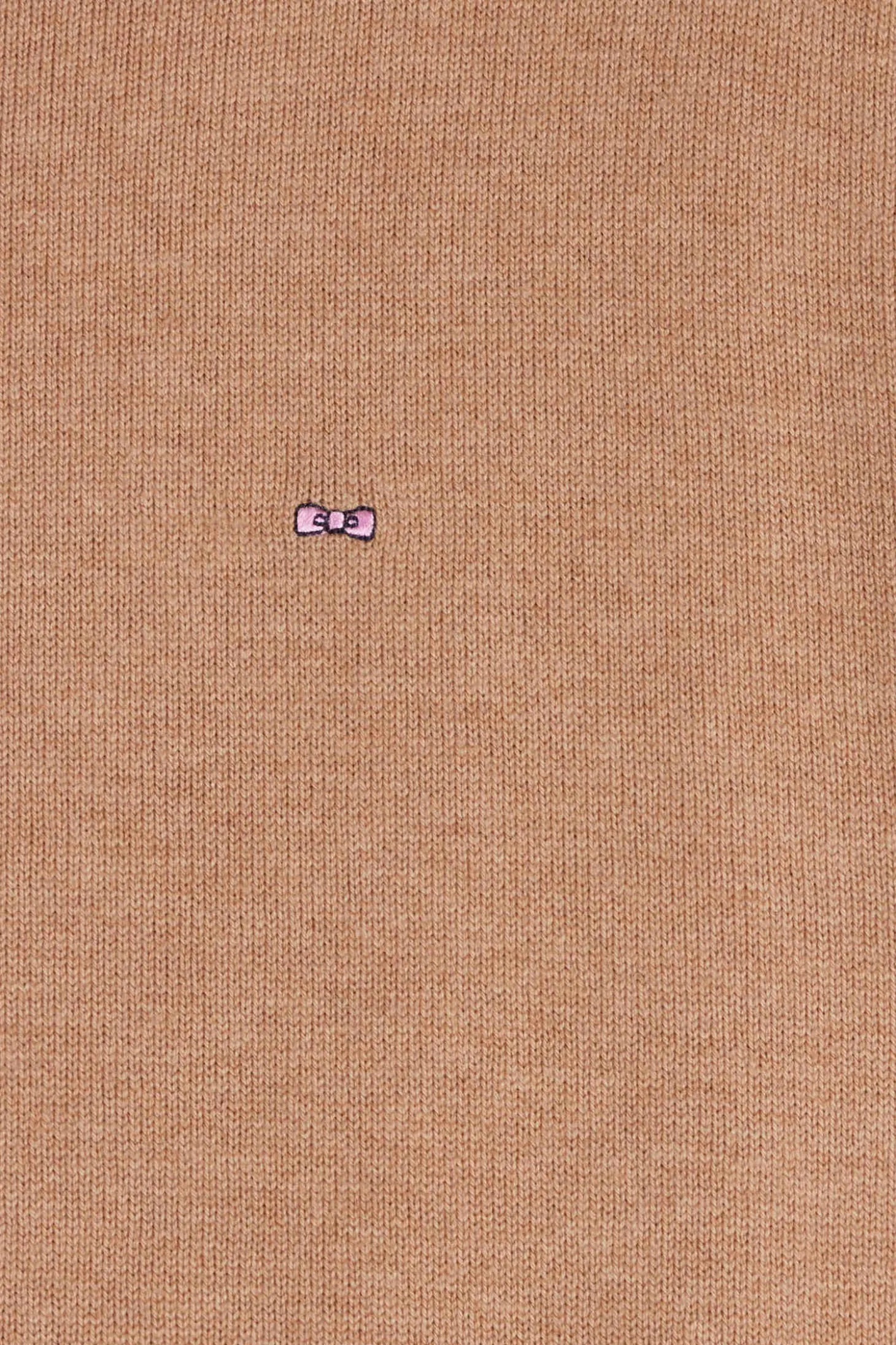 Regular camel wool and cotton crew neck jumper