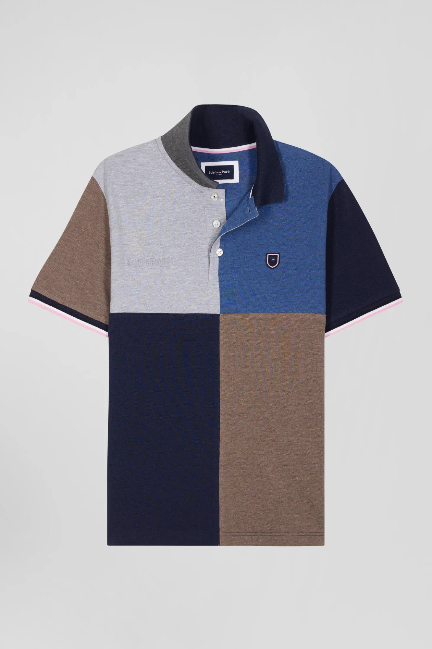 Regular dark blue Barbarian short-sleeved cotton piqué polo shirt