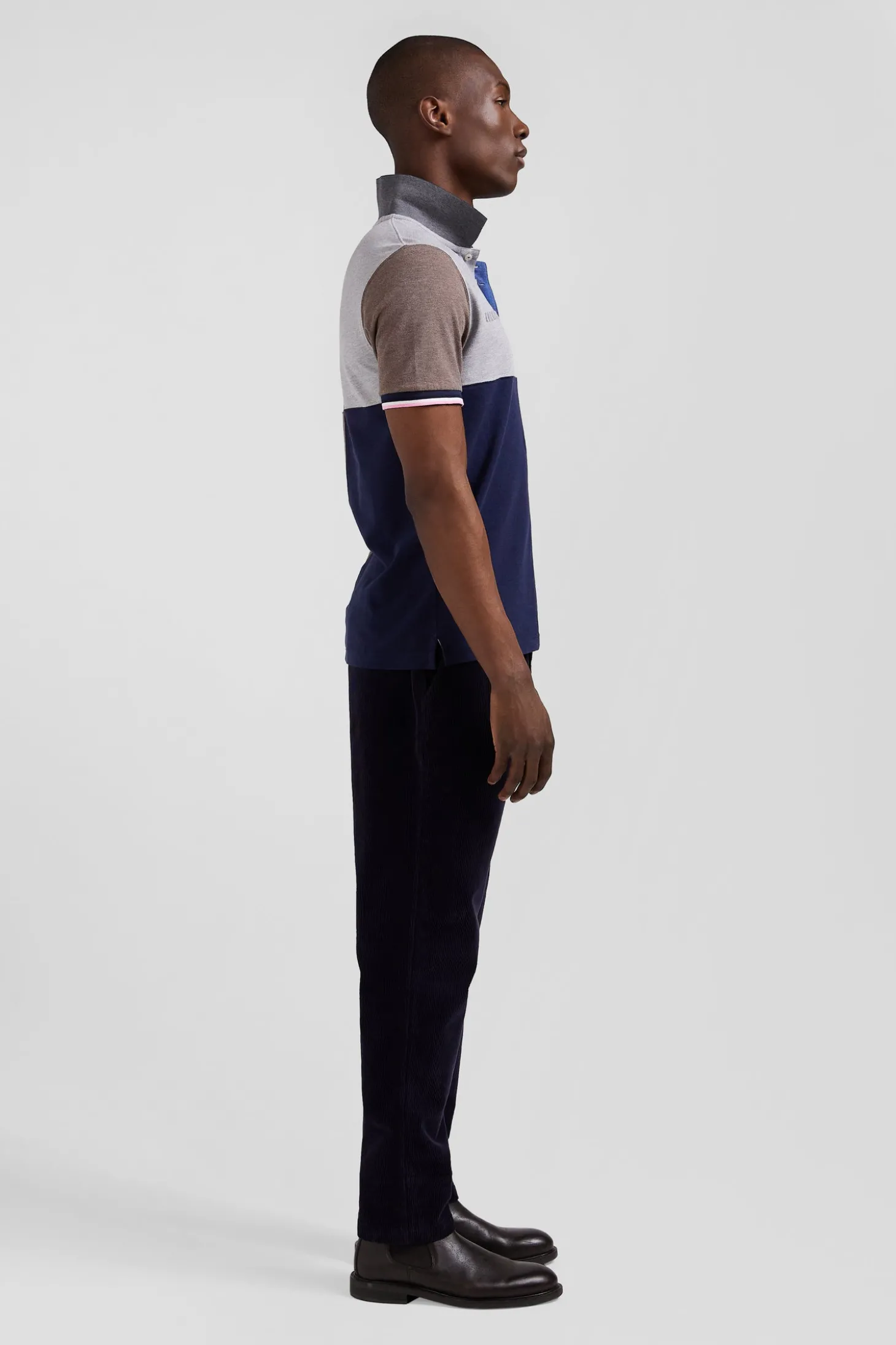Regular dark blue Barbarian short-sleeved cotton piqué polo shirt