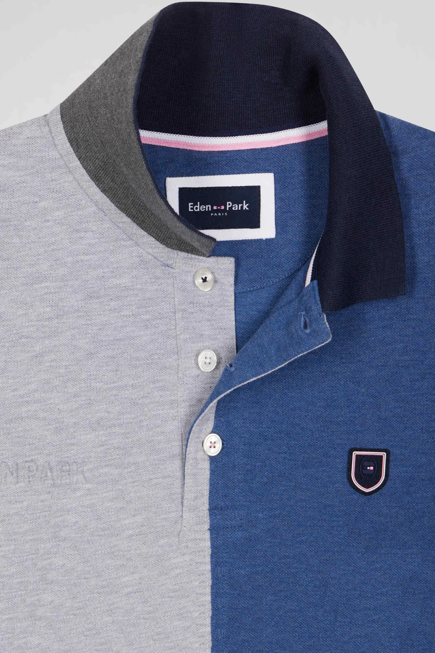 Regular dark blue Barbarian short-sleeved cotton piqué polo shirt