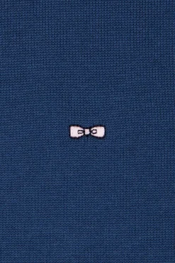 Regular dark blue cotton rugby shirt with contrasted collar