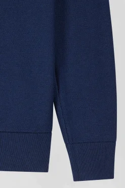Regular dark blue cotton crew neck jumper