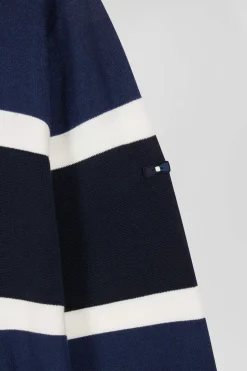 Regular dark blue hooded jumper with EP10 jacquard
