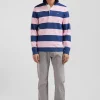 Regular dark blue long-sleeved colourblock cotton rugby shirt with back Eden Park 10 embroidery