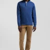 Regular dark blue long-sleeved Pima cotton rugby shirt