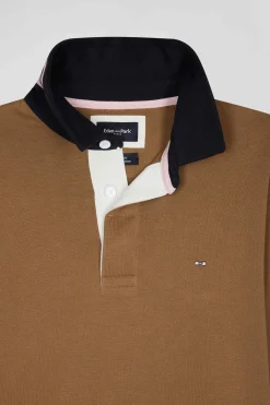 Regular dark blue long-sleeved Pima cotton rugby shirt