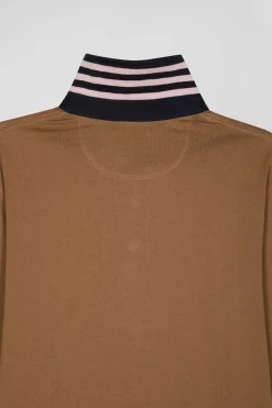Regular dark blue long-sleeved Pima cotton rugby shirt