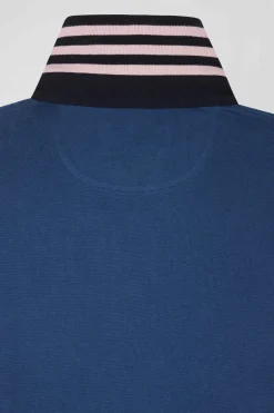 Regular dark blue long-sleeved Pima cotton rugby shirt