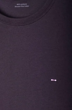 Regular dark brown long-sleeved Pima cotton T-shirt