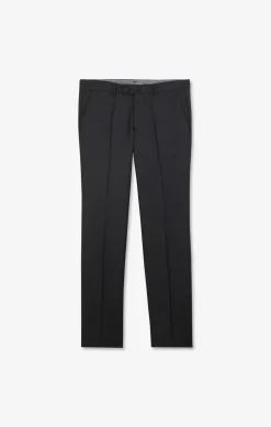 Regular dark grey wool trousers with broken fold