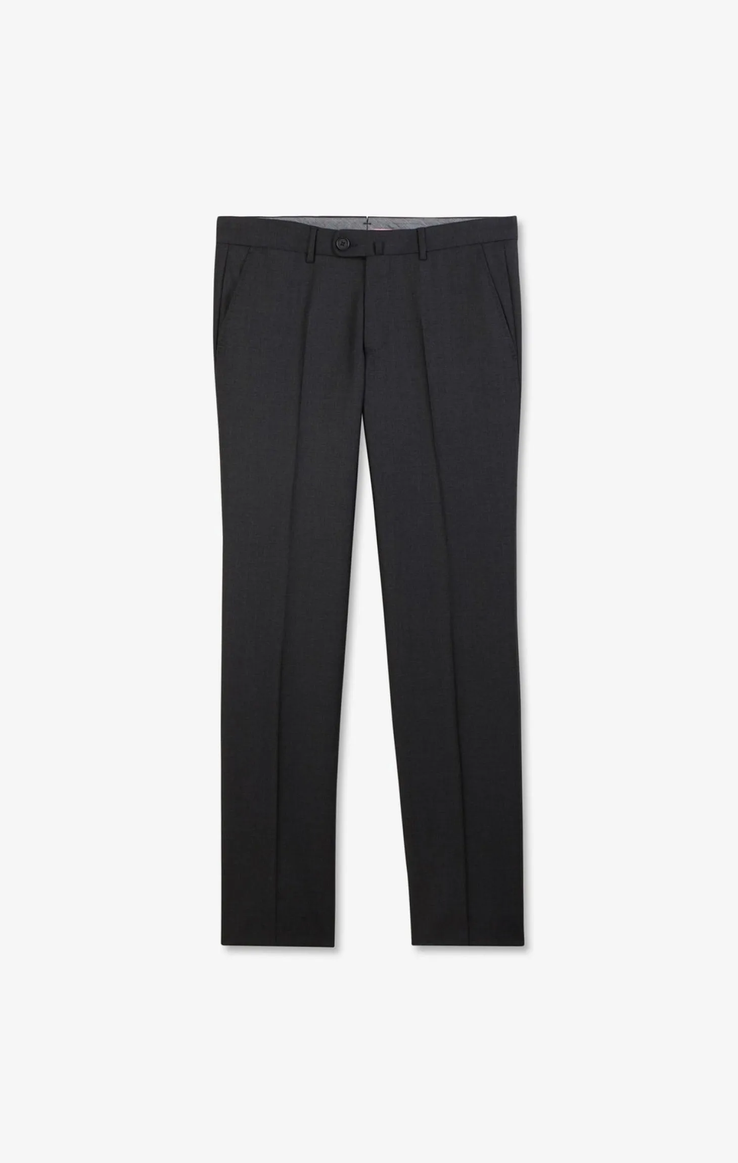 Regular dark grey wool trousers with broken fold