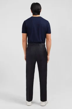 Regular dark grey wool trousers with broken fold