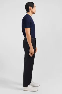 Regular dark grey wool trousers with broken fold