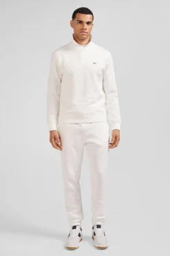 Regular ecru brushed cotton fleece sweatshirt