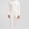 Regular ecru brushed cotton fleece hoodie