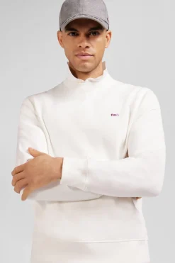 Regular ecru brushed cotton fleece sweatshirt