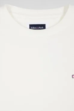 Regular ecru brushed cotton fleece sweatshirt