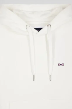 Regular ecru brushed cotton fleece hoodie