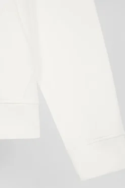 Regular ecru brushed cotton fleece hoodie