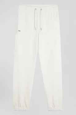 Regular ecru brushed fleece jogging bottoms