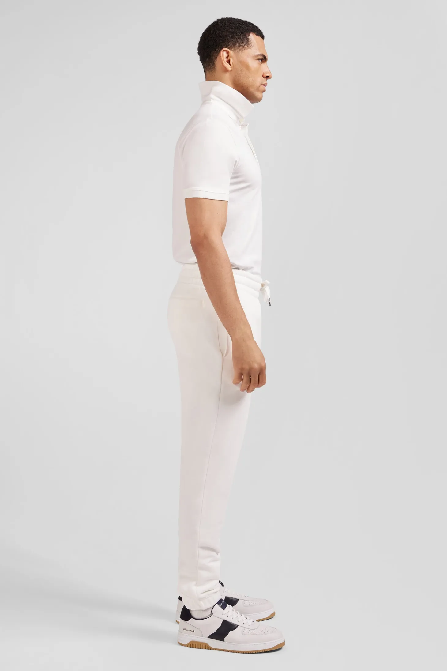 Regular ecru brushed fleece jogging bottoms