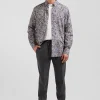 Regular ecru cotton poplin shirt with micro floral print