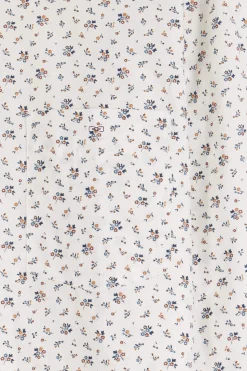 Regular ecru cotton poplin shirt with micro floral print