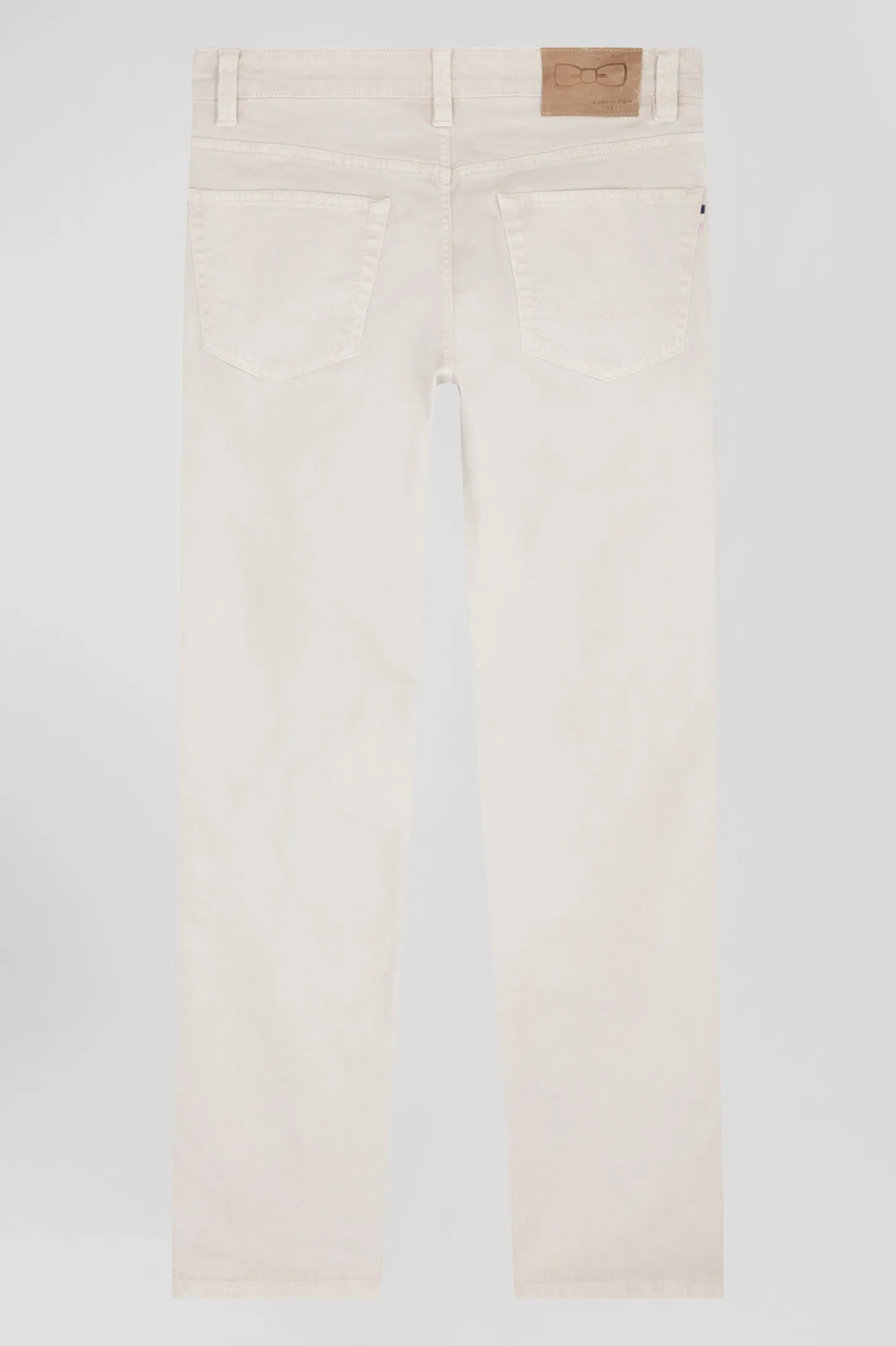 Regular ecru stretch cotton 5-pocket trousers
