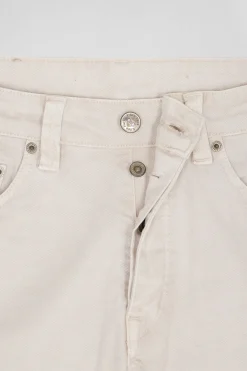 Regular ecru stretch cotton 5-pocket trousers