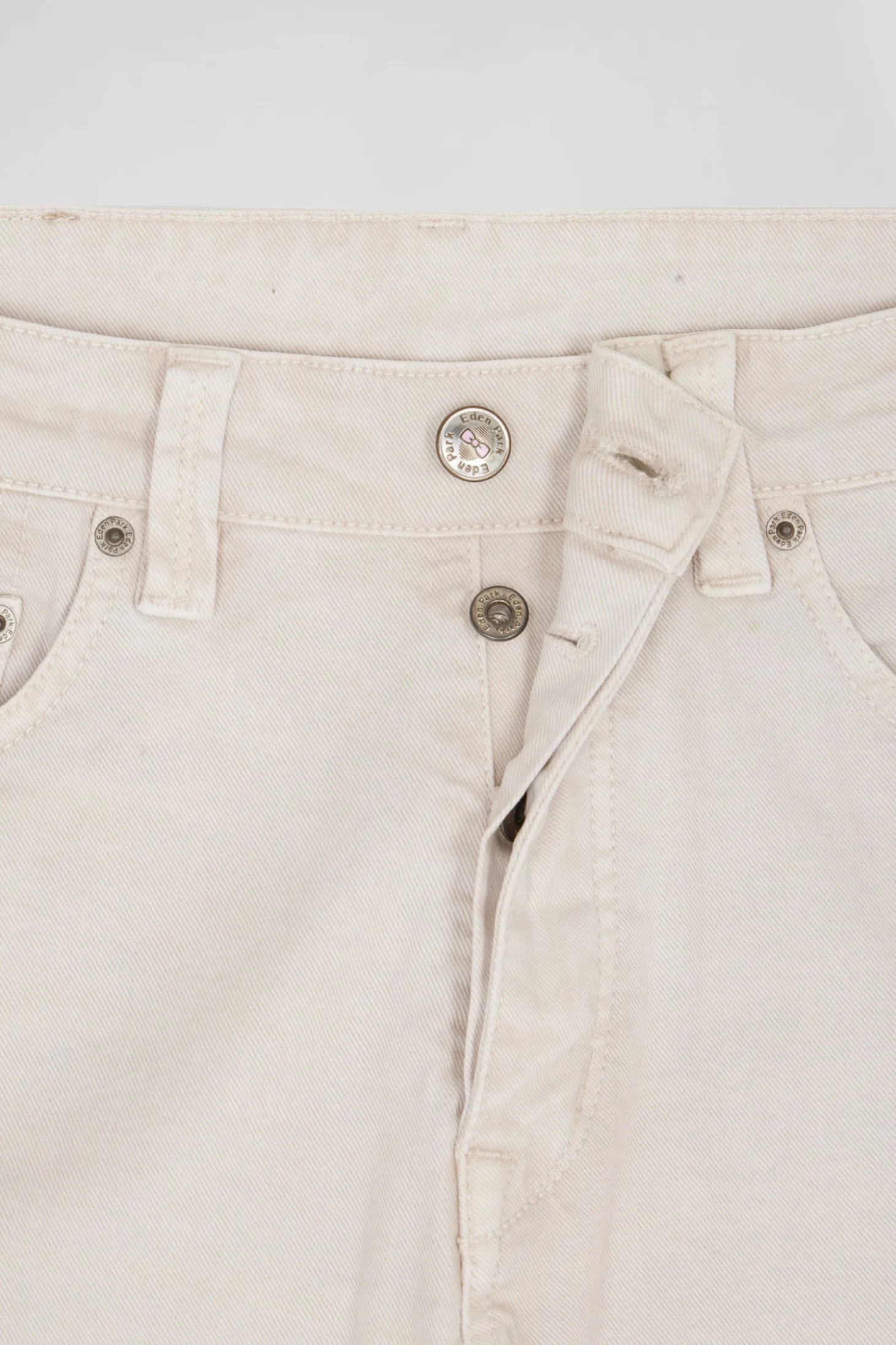 Regular ecru stretch cotton 5-pocket trousers