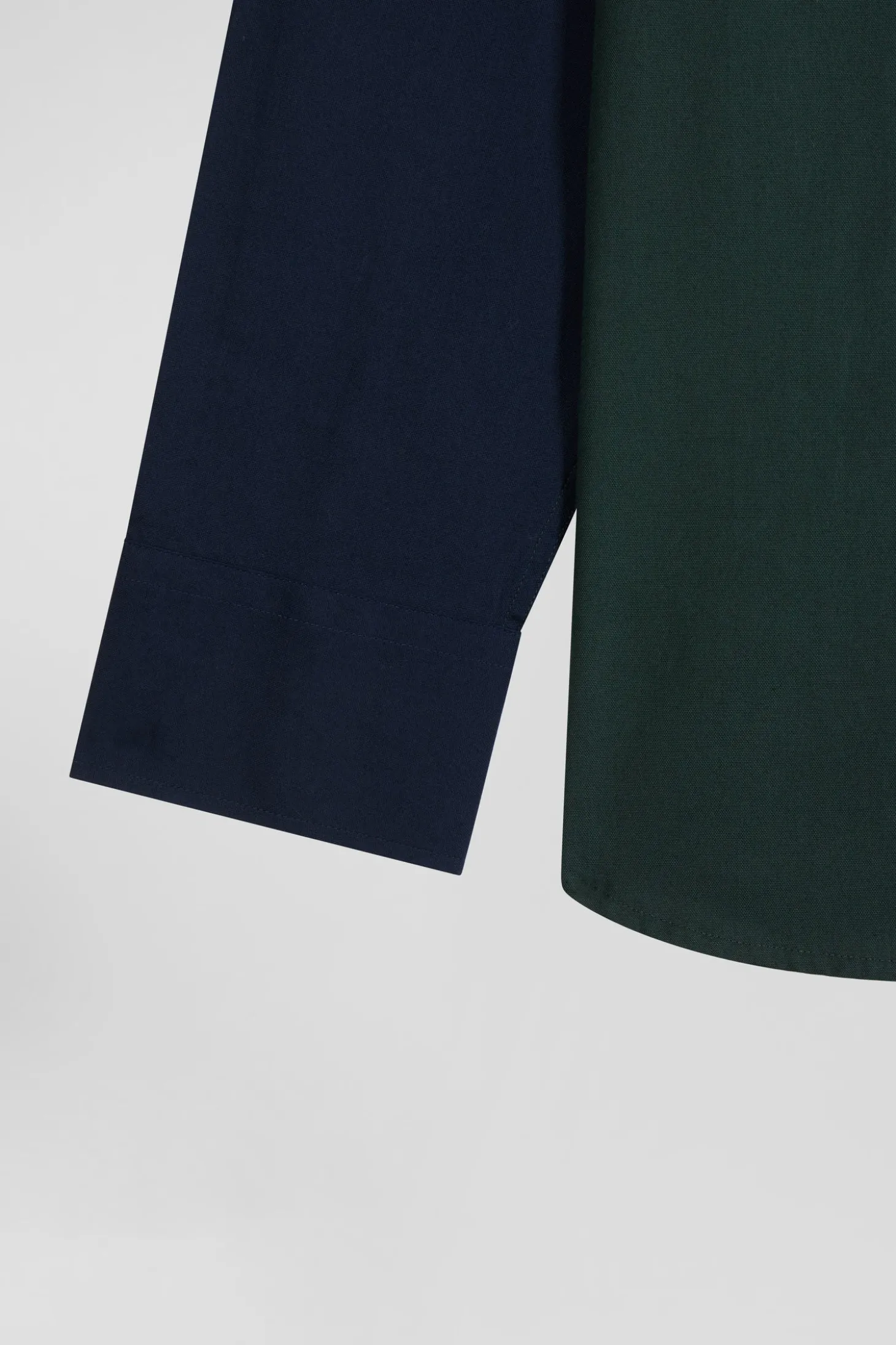 Regular green and navy oxford cotton shirt with back embroidery