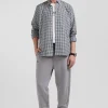 Regular green and white checked cotton poplin shirt