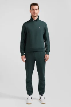 Regular green brushed cotton fleece sweatshirt